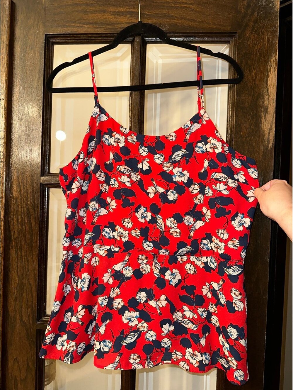 The Limited Red floral print spaghetti strap tank top